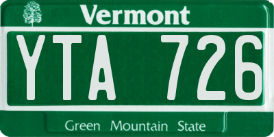 VT license plate YTA726