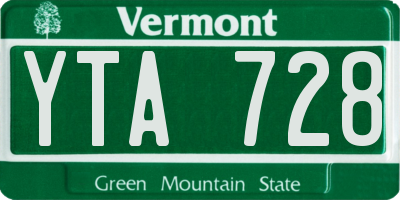 VT license plate YTA728