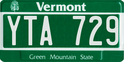 VT license plate YTA729
