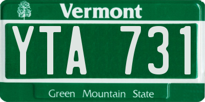 VT license plate YTA731
