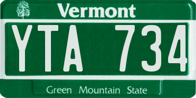 VT license plate YTA734