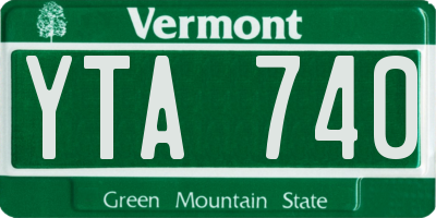 VT license plate YTA740