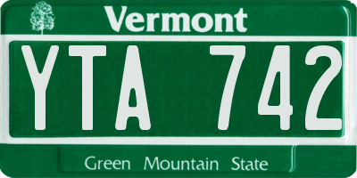 VT license plate YTA742