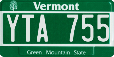 VT license plate YTA755