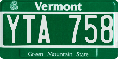 VT license plate YTA758