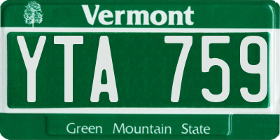 VT license plate YTA759