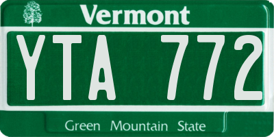 VT license plate YTA772
