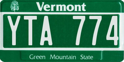 VT license plate YTA774