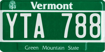 VT license plate YTA788