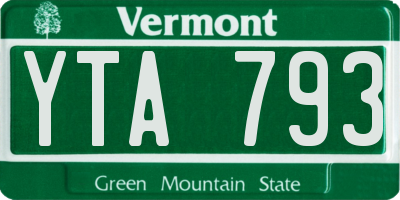 VT license plate YTA793