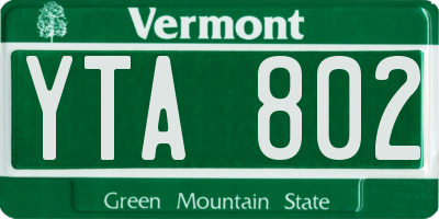 VT license plate YTA802