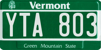 VT license plate YTA803