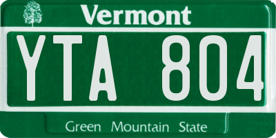 VT license plate YTA804