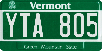 VT license plate YTA805