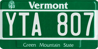 VT license plate YTA807