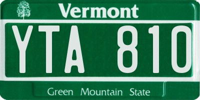 VT license plate YTA810