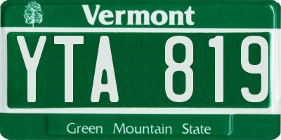 VT license plate YTA819
