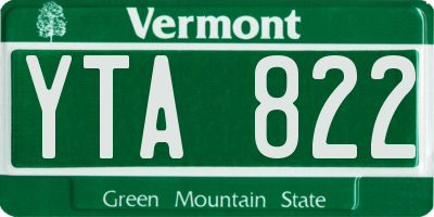 VT license plate YTA822