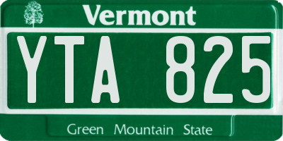 VT license plate YTA825