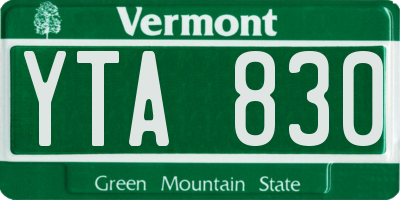 VT license plate YTA830