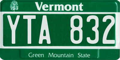 VT license plate YTA832