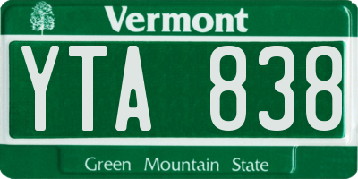 VT license plate YTA838