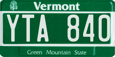 VT license plate YTA840