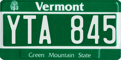 VT license plate YTA845