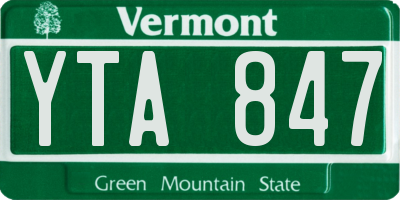 VT license plate YTA847