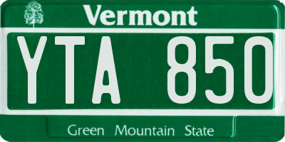 VT license plate YTA850
