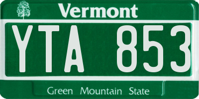 VT license plate YTA853