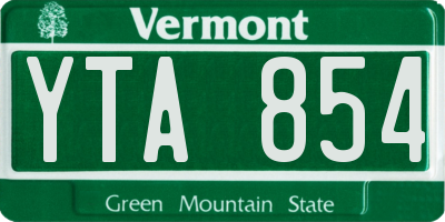 VT license plate YTA854