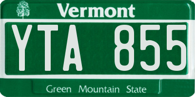 VT license plate YTA855