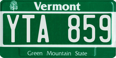 VT license plate YTA859