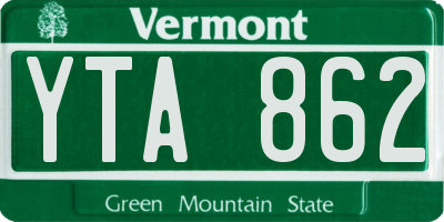 VT license plate YTA862