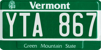VT license plate YTA867