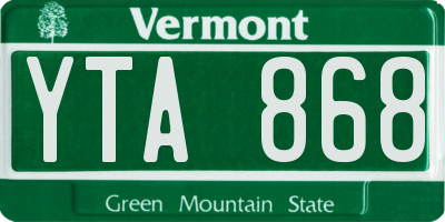 VT license plate YTA868