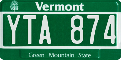 VT license plate YTA874
