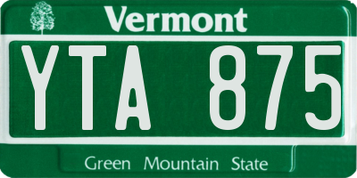 VT license plate YTA875