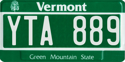 VT license plate YTA889