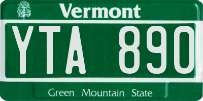 VT license plate YTA890