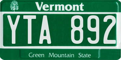 VT license plate YTA892