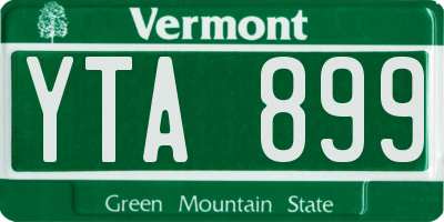VT license plate YTA899