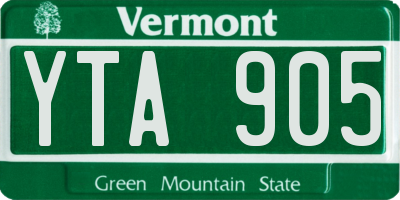 VT license plate YTA905