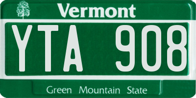 VT license plate YTA908