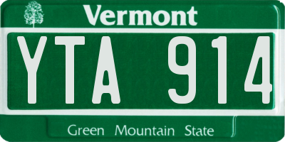 VT license plate YTA914