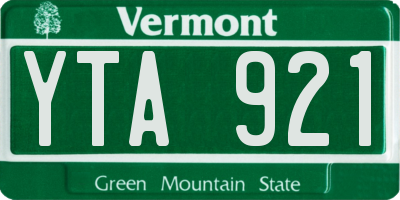 VT license plate YTA921