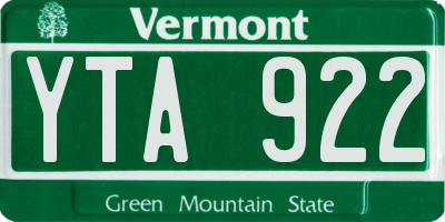 VT license plate YTA922