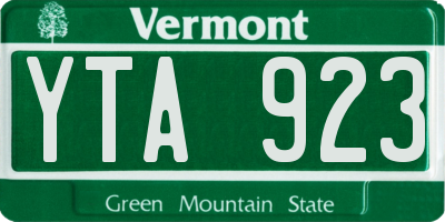 VT license plate YTA923