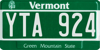 VT license plate YTA924